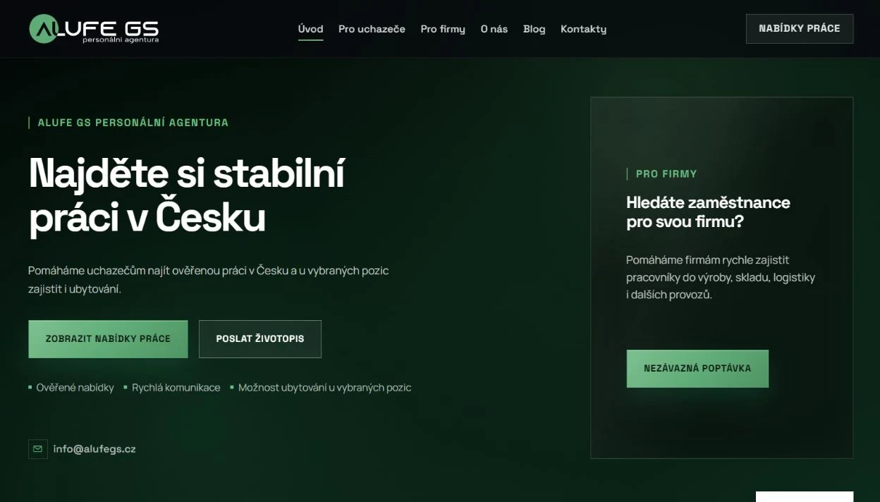 ALUFE GS — Nábor a zaměstnávání